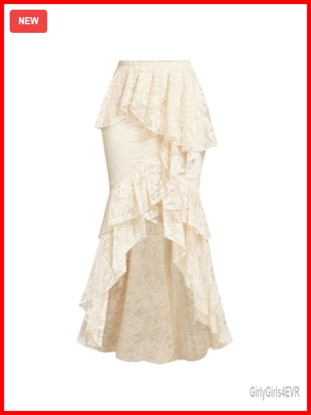 Women's Y2K Lace Maxi Skirt Flowy Boho Cowgirl Asymmetrical Hem